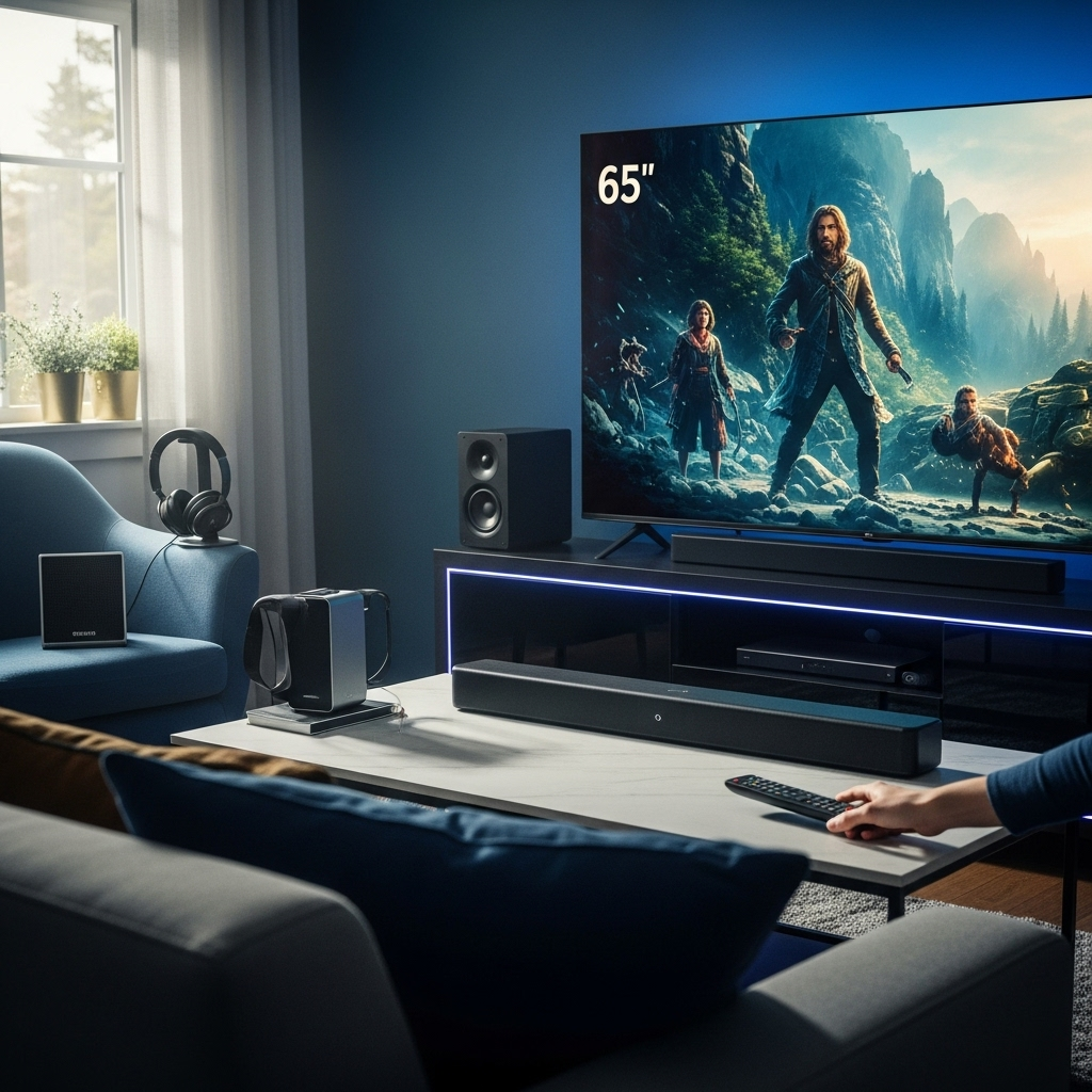 Generate an eye-catching, high-quality featured image for a blog post about: Best 65 Inch TV Under 1