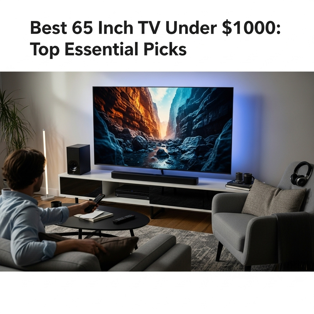 Generate an eye-catching, high-quality featured image for a blog post about: Best 65 Inch TV Under 1
