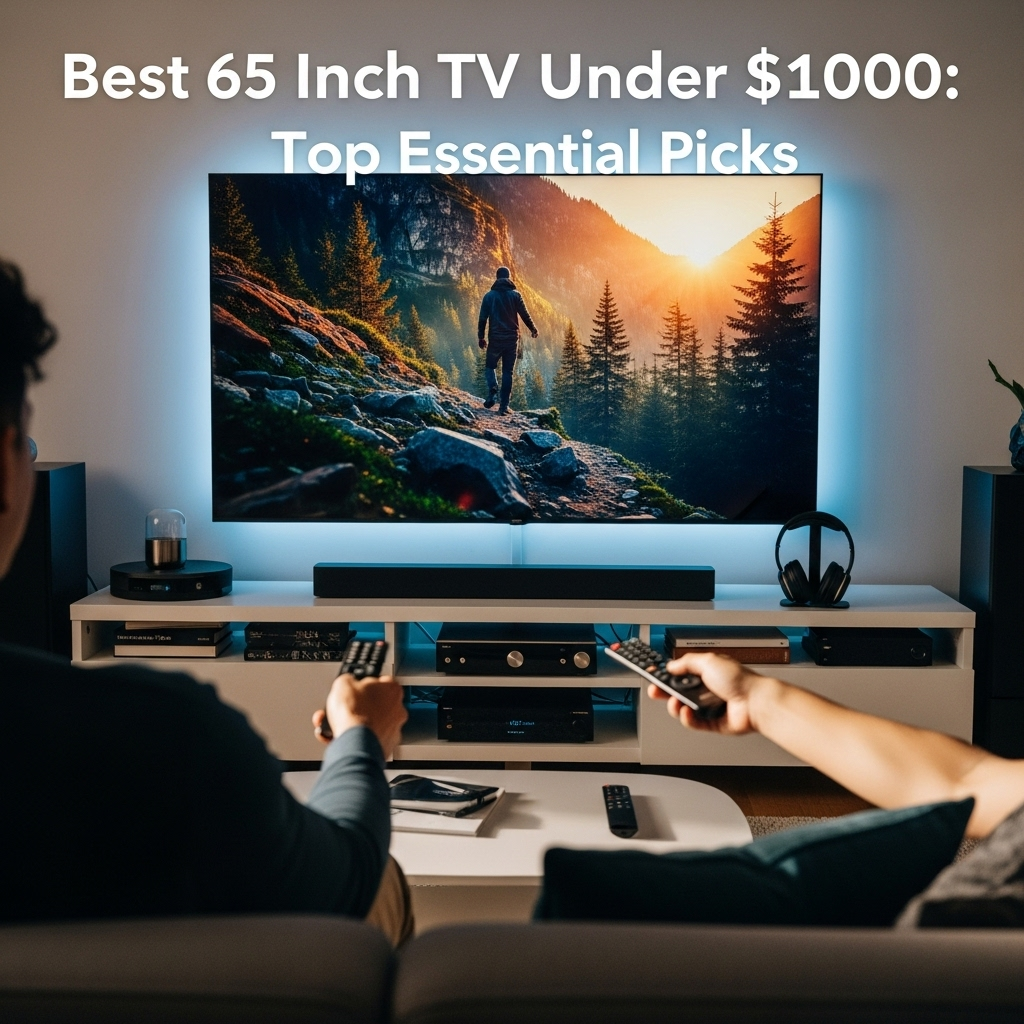 Generate an eye-catching, high-quality featured image for a blog post about: Best 65 Inch TV Under 1